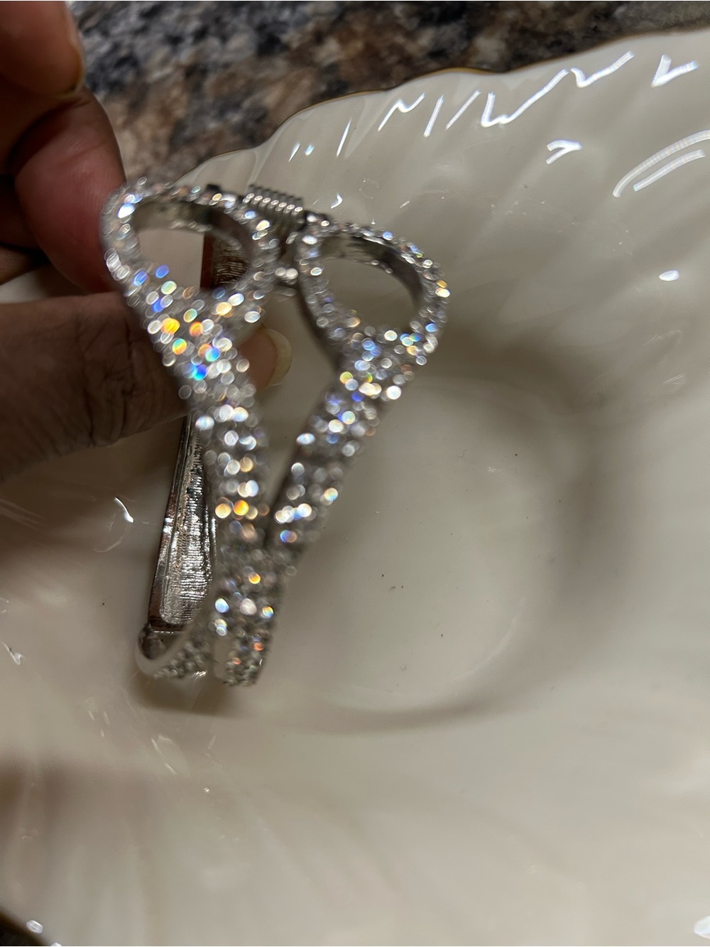 Cubic or faux rhinestone Scissor Bracelet Claw Opening